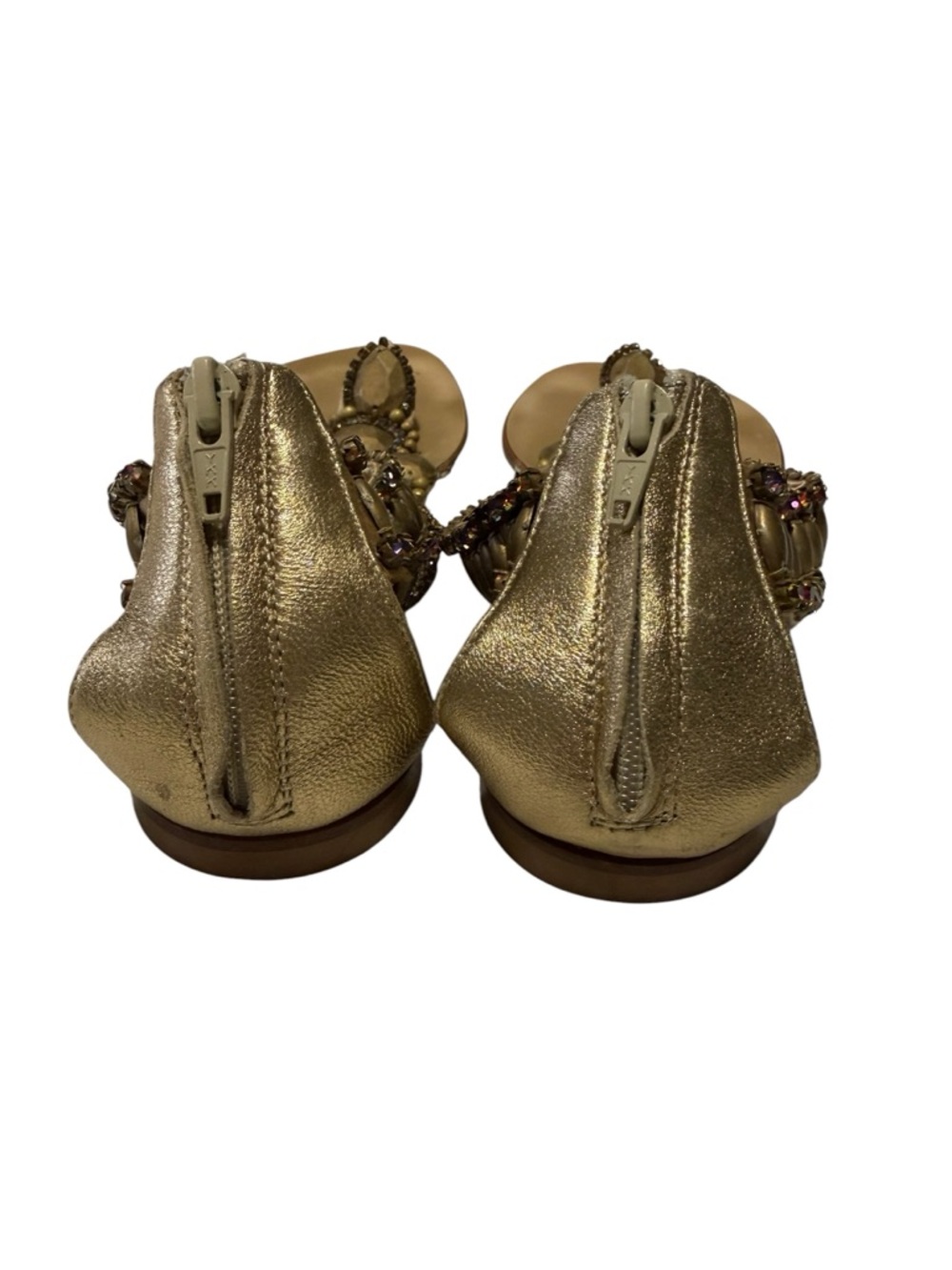 Giuseppe Zanotti Gold Leather Embellished Thong Sandal Women's size 37 - Picture 4 of 5